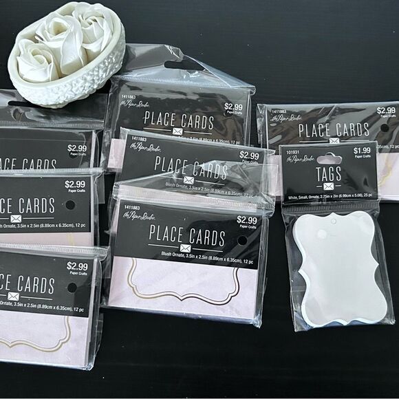 Place Cards (7) tags(1) ceramic trinket with flowers 10pc - Picture 2 of 9